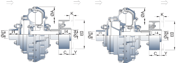 Brake Drum Mounting Type HF/HFD/HF-DX with Brake Drum (Outer Wheel Drive)